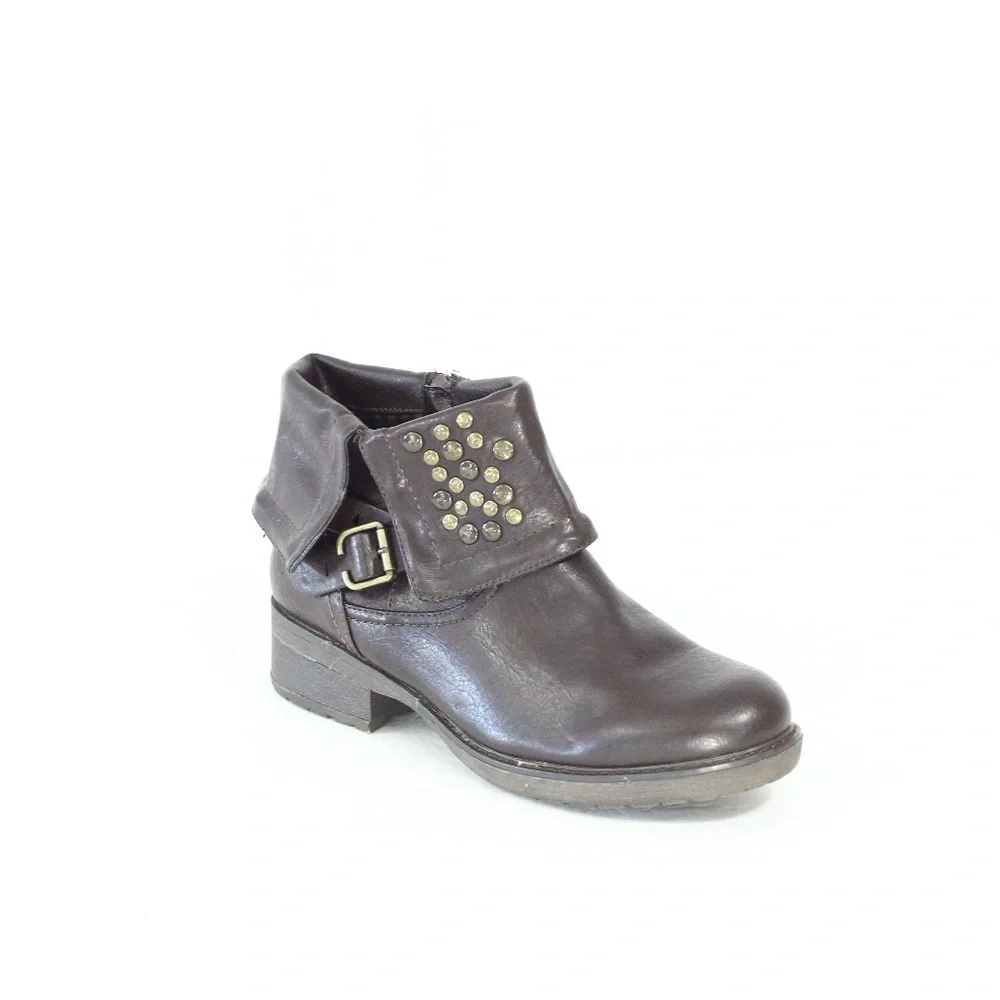 Baretraps Brown Boots sz 9 Women Moto Booties faux leather Shoes